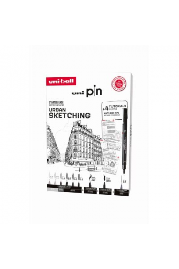 Marker Uni pin gift set Urban sketching s tutorijalom + tehnička olovka M5-228 0,5 mm u kutiji 8/1 302422228 - slika proizvoda