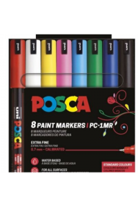 Uni pak marker Posca pc-1mr osnovne boje 8, 1 plastic free pakiranje - slika proizvoda