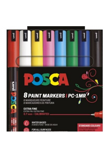 Uni pak marker Posca pc-1mr osnovne boje 8, 1 plastic free pakiranje - slika proizvoda