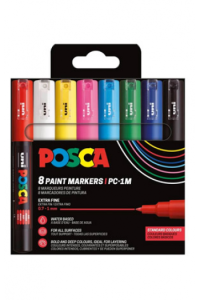 Uni pak marker Posca pc-1m osnovne boje 8/1 plastic free pakiranje - slika proizvoda