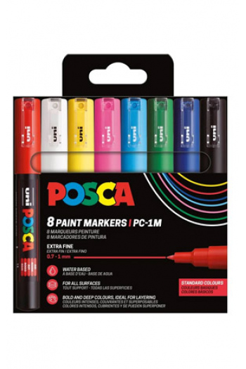 Uni pak marker Posca pc-1m osnovne boje 8/1 plastic free pakiranje - slika proizvoda