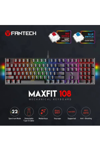 Tipkovnica gaming žična mehanička Fantech Max Fit 108 R. S: MK855RGB crna - slika proizvoda