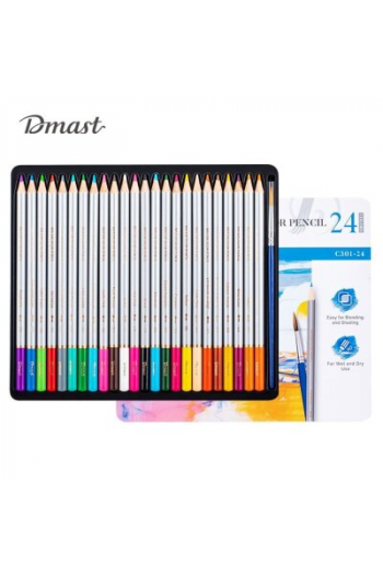 Umjetnički set za crtanje Deli Dmast akvarelne olovke 3,0mm 24 kom u metalnoj kutiji EC301-24 140009062 - slika proizvoda