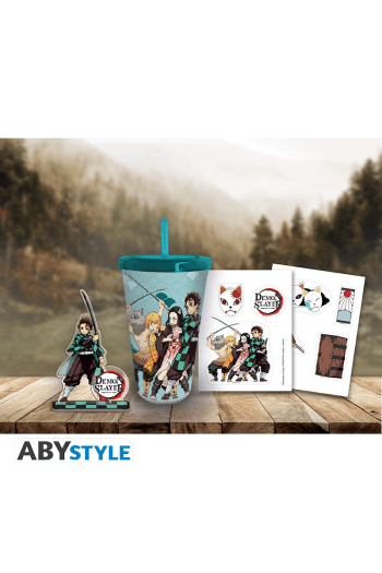 Demon Slayer - Pck Tumbler With Straw 470ml + Acryl® + Stickers - slika proizvoda