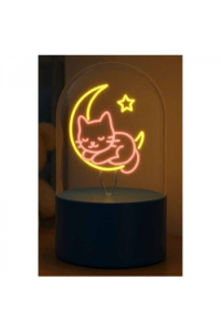Lampa staklena kupola iTotal NEON-efekt LED rotirajuća Sleepy Cat XL3264 - slika proizvoda