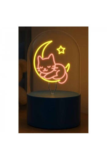 Lampa staklena kupola iTotal NEON-efekt LED rotirajuća Sleepy Cat XL3264 - slika proizvoda