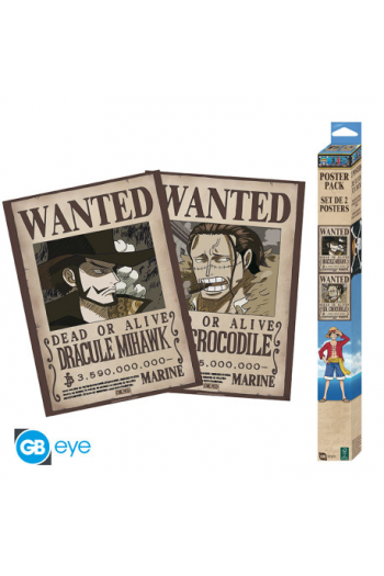 One Piece - Set 2 Posters Chibi 52X38 - Wanted Mihawk & Crocodile - slika proizvoda