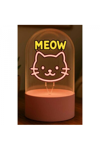 Lampa staklena kupola iTotal NEON-efekt LED rotirajuća Meow XL3261 - slika proizvoda