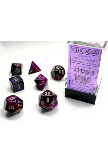 Chessex - Gemini Black-Purple/gold Polyhedral 7-Dice Set - slika proizvoda