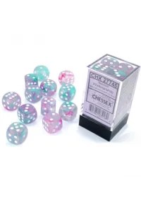 Chessex - Nebula Wisteria/white Luminary 16mm d6 Dice Block (12 dice) - slika proizvoda
