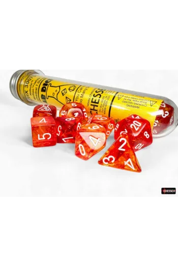 Chessex - Lab Dice Nebula Molten/white Luminary Polyhedral 7-Dice Set (with bonus die) - slika proizvoda