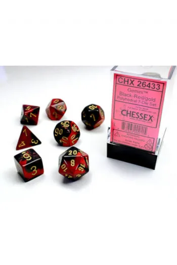 Chessex - Gemini Black-Red/gold Polyhedral 7-Dice set - slika proizvoda