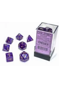 Cheseex - Borealis Royal Purple/gold Luminary Polyhedral 7-Dice Set - slika proizvoda