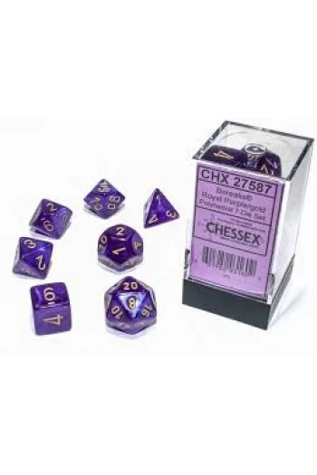 Cheseex - Borealis Royal Purple/gold Luminary Polyhedral 7-Dice Set - slika proizvoda