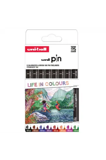 Marker Uni PIN05-200 set 8P Life in colours - slika proizvoda