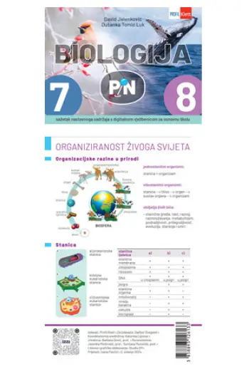 Pin Biologija, sažetak nastavnog sadržaja s digitalnom vježbenicom za OŠ - naslovnica