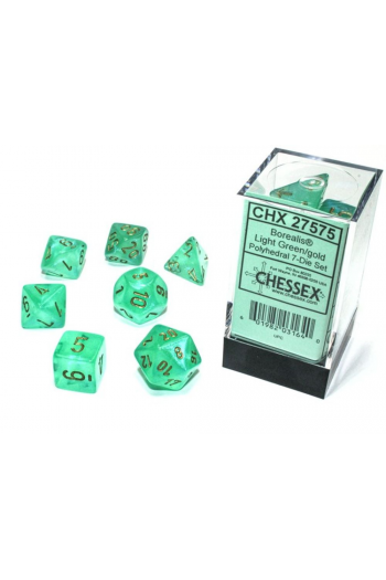 Chessex - Borealis Light Green/gold Luminary Polyhedral 7-Dice Set - slika proizvoda