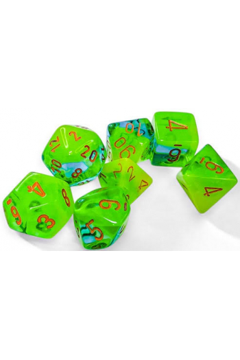 Chessex - Gemini Plasma Green-Teal/orange Luminary Polyhedral 7-Dice Set - slika proizvoda