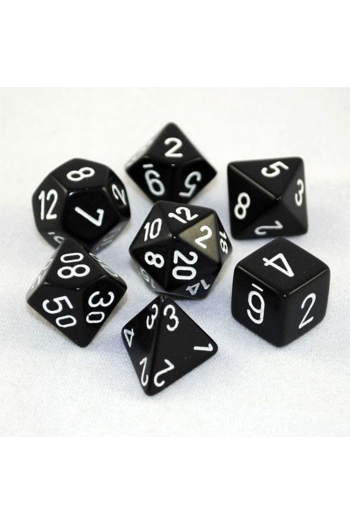 Chessex - Opaque - Black/White Polyhedral 7-Die Set - slika proizvoda