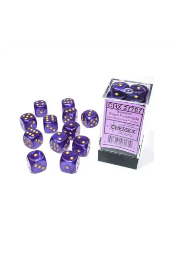 Chessex - Borealis Royal Purple/gold Luminary 16mm d6 Dice Block (12 dice) - slika proizvoda